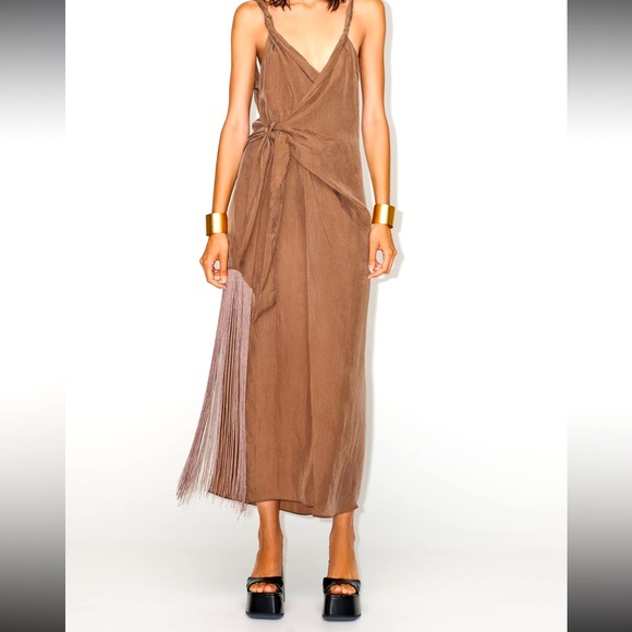 Zara limited edition fringe sarong style dress